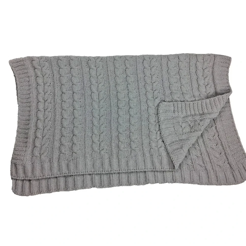 Manhattan Kids Baby Gray Cable Knit Blanket Soft Security‎ Lovey Unisex Solid